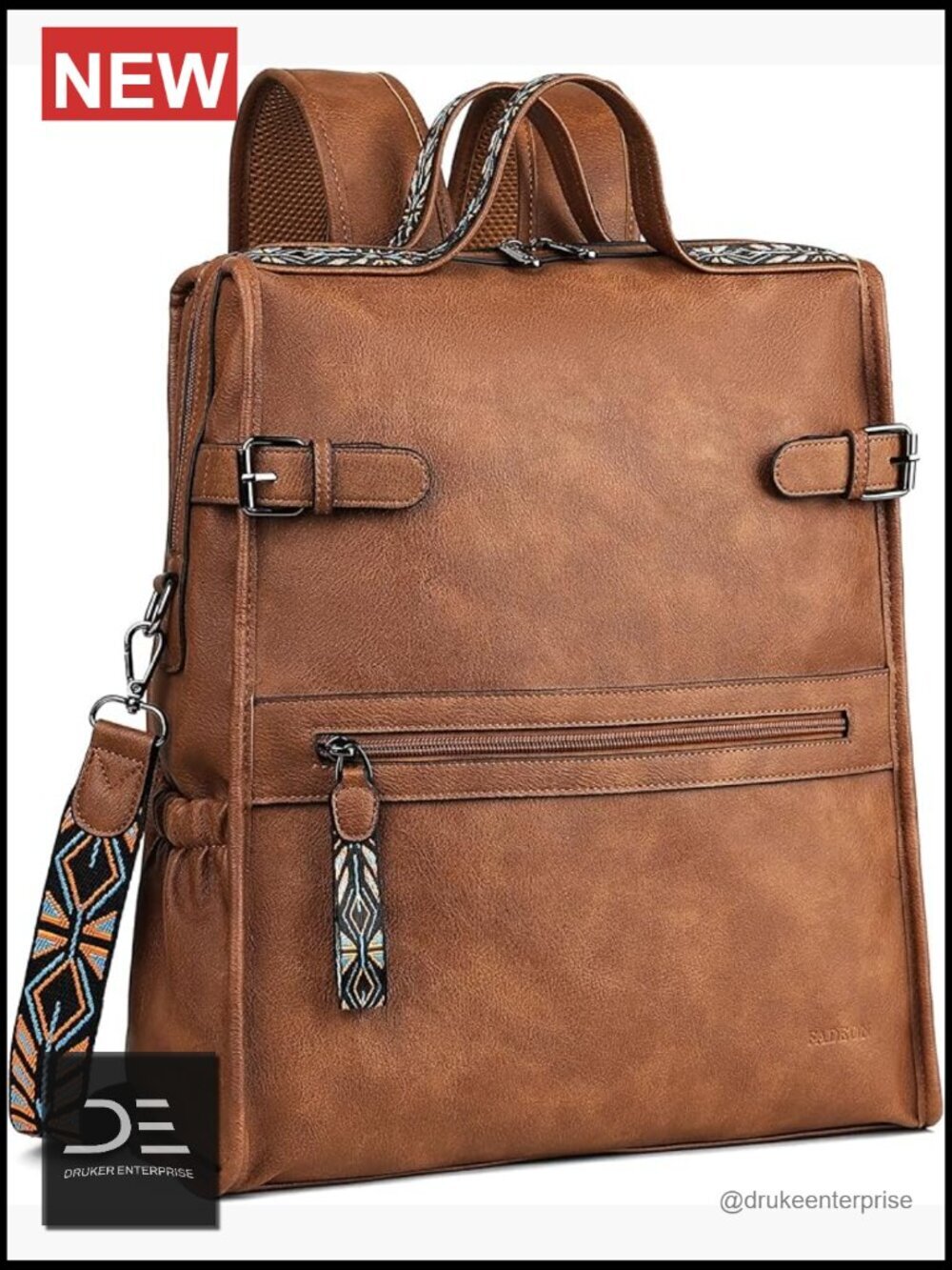Faux Leather Laptop Backpack for Women Work Travel with Laptop Compartment